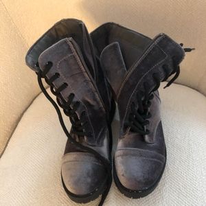 Grey velvet Steve Madden combat boots